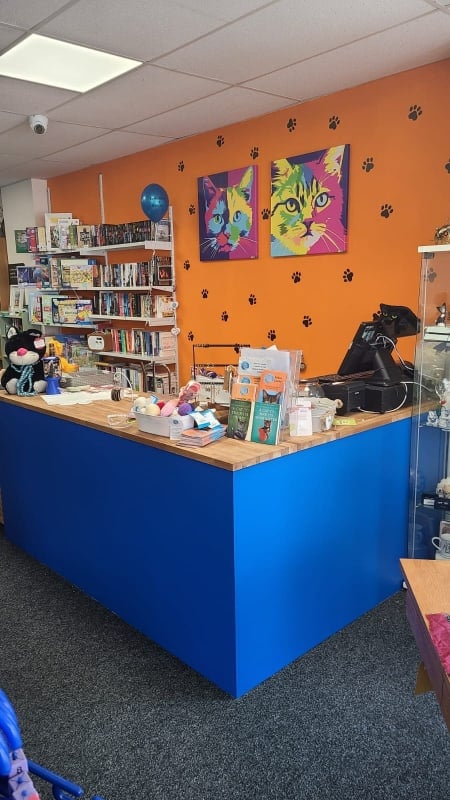 The till area at the Yorkshire Cat Rescue charity shop in Brighouse